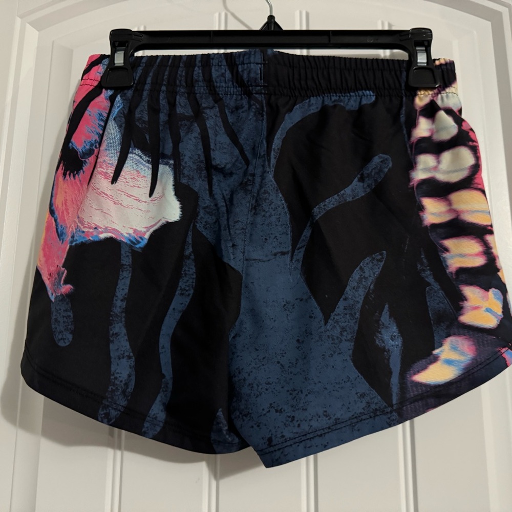Cool adidas girls size L 14 black print drawstring regular fit shorts new